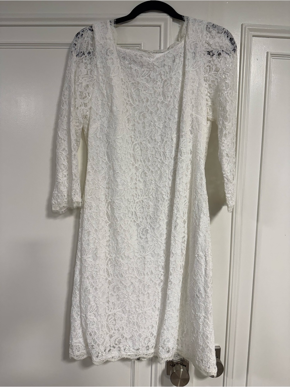 Adrianna Papell White Lace Sheath Dress